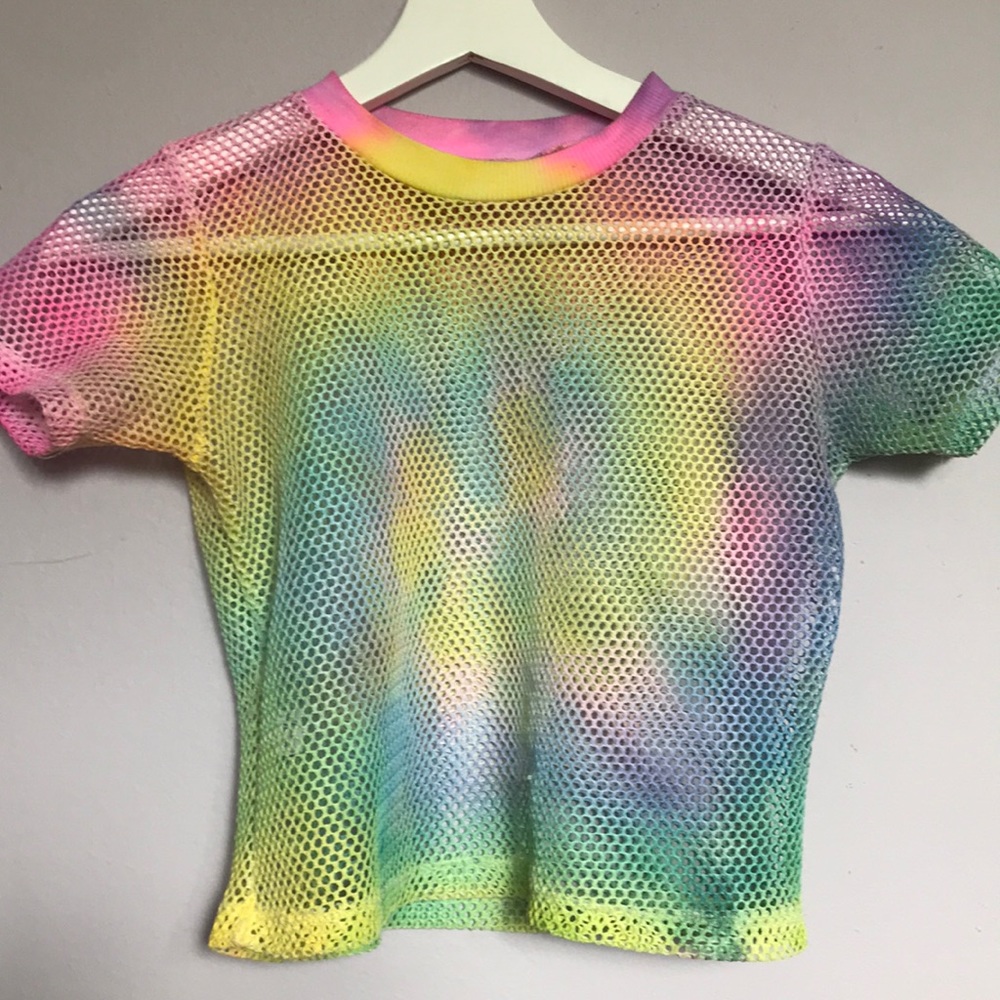 Tie dye mesh jersey crop top